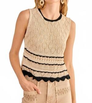 NEW NEKANE NKN scalloped open-knit tank top in beige